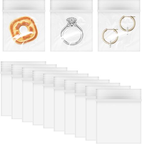 Giantree 200 Pieces 0.98" x 1.18" Plastic Zip Bags, 2 mil Jewelry Bags, Mini Zip Bags, Clear Small Pill Bag Resealable Zip Bag for Travel Small Business Storage Candy Bags (0.98 x 1.18'') in Saudi Arabia