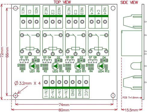 إلكترونيات-صالون 4 SPDT 10Amp وحدة تتابع الطاقة، إصدار DC 12V. in Kuwait