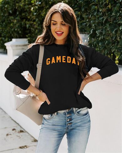 KNEYATTA Game Day Sweatshirt Women Football Sweatshirt Football Fan Long Sleeve Crewneck Casual Tops in Kuwait