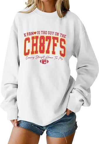 KNEYATTA Game Day Sweatshirt Women Football Sweatshirt Football Fan Long Sleeve Crewneck Casual Tops in Kuwait