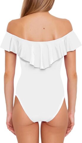 Trina Turk Women's Ruffle One Piece Swimsuit, Off Shoulder, Bathing Suits in Saudi Arabia