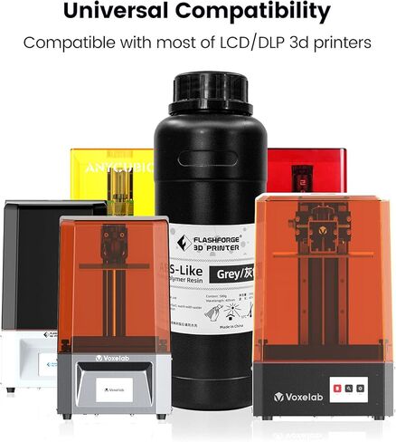 راتنج الطابعة ثلاثية الأبعاد FLASHFORGE، راتنج LCD سريع المعالجة بالأشعة فوق البنفسجية 405 نانومتر راتنج فوتوبوليمر قياسي لطباعة LCD ثلاثية الأبعاد مع طباعة عالية الدقة، رائحة منخفضة (رمادي مثل ABS، 500 جم) in Kuwait