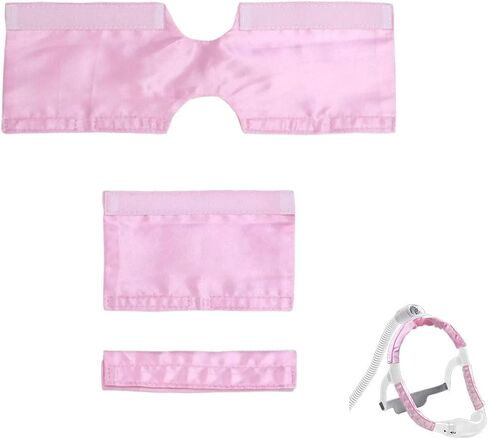 Satin CPAP Strap Covers Silky CPAP Mask Frame Covers to Fit DreamWear or ResMed AirFit CPAP Headgear Cover Face Cushion Pads Set to Protect Hair Reduce Lines and Hair Pulling (Pink) in Saudi Arabia