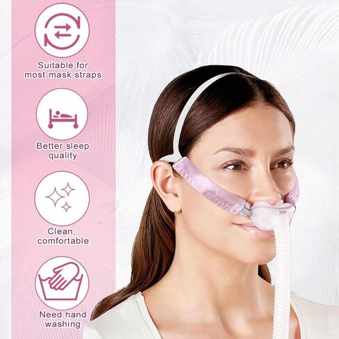 Satin CPAP Strap Covers Silky CPAP Mask Frame Covers to Fit DreamWear or ResMed AirFit CPAP Headgear Cover Face Cushion Pads Set to Protect Hair Reduce Lines and Hair Pulling (Pink) in Saudi Arabia