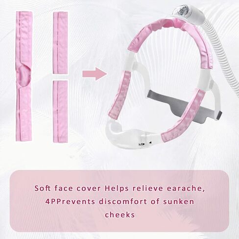 Satin CPAP Strap Covers Silky CPAP Mask Frame Covers to Fit DreamWear or ResMed AirFit CPAP Headgear Cover Face Cushion Pads Set to Protect Hair Reduce Lines and Hair Pulling (Pink) in Saudi Arabia