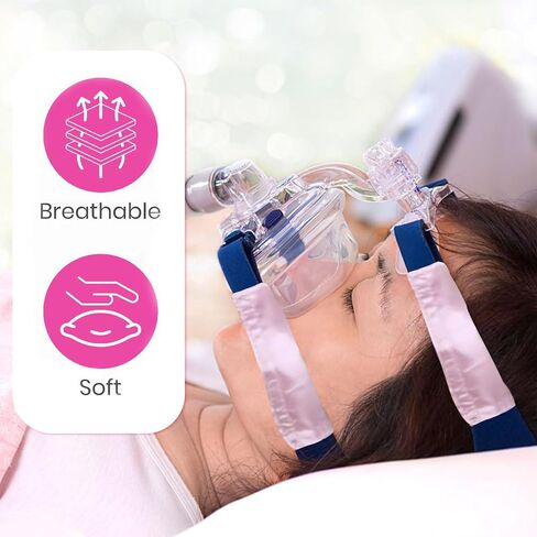 Satin CPAP Strap Covers Silky CPAP Mask Frame Covers to Fit DreamWear or ResMed AirFit CPAP Headgear Cover Face Cushion Pads Set to Protect Hair Reduce Lines and Hair Pulling (Pink) in Saudi Arabia