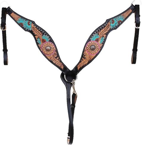 CHALLENGER Horse Western Dreamcatcher Sunflower Tooled Headstall Bridle & Breast Collar Set 78FK14B in Saudi Arabia