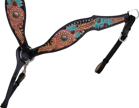 CHALLENGER Horse Western Dreamcatcher Sunflower Tooled Headstall Bridle & Breast Collar Set 78FK14B in Saudi Arabia