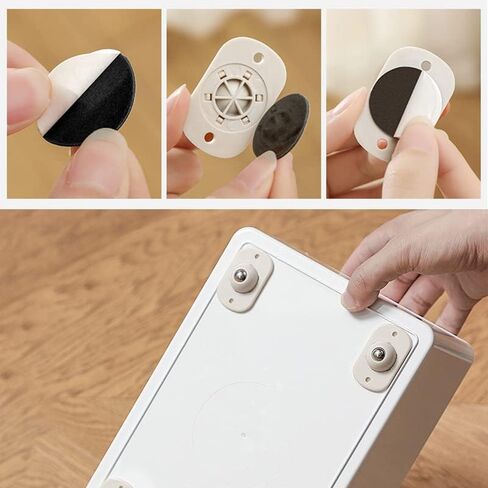 عجلات ذاتية اللصق، بكرة عالمية من نوع اللصق، عجلات لاصقة صغيرة دوارة 360 درجة، بكرة لاصقة قابلة للدوران لسلة المهملات، صندوق التخزين، الأثاث، 8 قطع. أبيض. in Kuwait