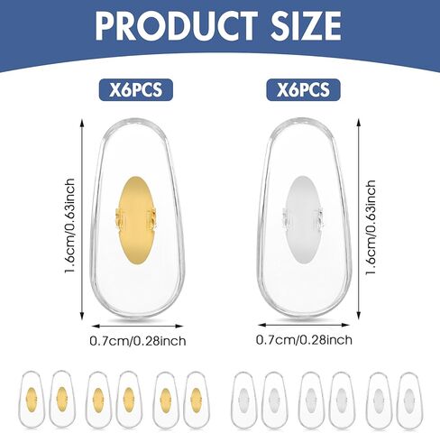 6 Pairs Replacement Nose Pads for Glasses, Ymapinc Silicone Sunglass Nose Pads Replacement Nose Piece Replacement Eyeglass Nose Pads Clip-on Anti-Slip Soft Nosepads for Eyeglasses in Kuwait