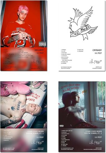 sigeliu Lil Peep Poster Album Cover Limited Edition Posters (Set of 4) Unframed 8in x 12in(20x30cm) Wall Art Decor Print Picture Paintings for Living Room Bedroom Decoration in Saudi Arabia
