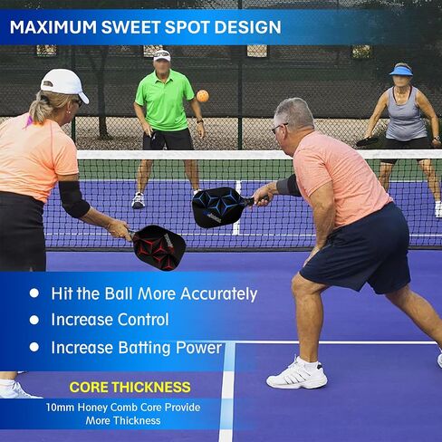 مجموعة مجاذيف Pickleball مكونة من مضاربين و4 كرات مخلل - مجموعة كرات مخلل سطحية من الألياف الزجاجية مع قبضة خفيفة الوزن وغير قابلة للانزلاق - مجموعة مجداف كرة مخلل للمبتدئين والمحترفين in Saudi Arabia