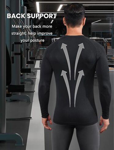 Men's Long Sleeve Workout Shirt Seamless Running Gym Tee Shirts Athletic Base Layer Compression Undershirt Top in Saudi Arabia