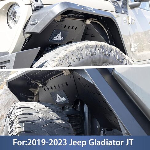 I1MOTOR بطانات الحاجز الداخلي لعام 2019 2020 2021 2022 2023 Jeep Gladiator JT 2WD & 4WD، 4 قطع أمامية وخلفية للطرق الوعرة من سبائك الصلب مشاعل سبلاش واقيات الطين وعجلات غطاء جيد in Kuwait