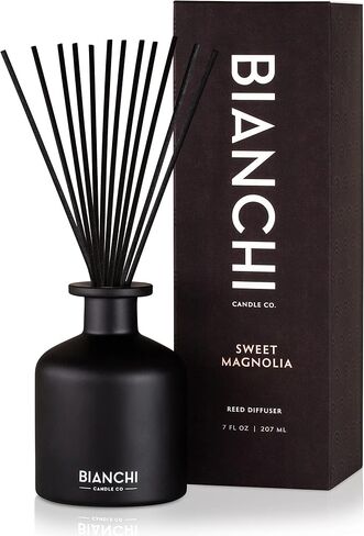 Luxury Scented Oil Reed Diffuser, Sweet Magnolia, 7 oz - Magnolia, Cherry, and Orange - Pure, Alcohol Free, Strong, Long Lasting, Beautiful, Artisan Crafted in Saudi Arabia