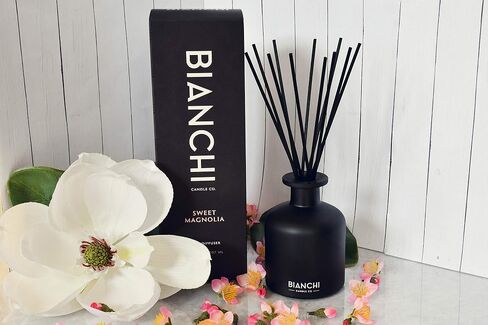 Luxury Scented Oil Reed Diffuser, Sweet Magnolia, 7 oz - Magnolia, Cherry, and Orange - Pure, Alcohol Free, Strong, Long Lasting, Beautiful, Artisan Crafted in Saudi Arabia