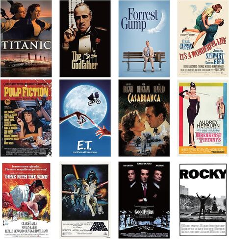 KoolKitz 12 pc Vintage Movie Posters Collage for Wall Decor | Classic Movie Posters for Room Decor | Movie Posters For Room Aesthetic | Retro Poster | Old Movie Posters | Unframed 12.6 x 8.9 Inches in Saudi Arabia