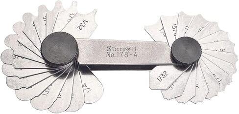 شريحة Starrett أو مقياس نصف القطر لنصف القطر المحدب والمقعر - مثالي للإنشاءات - الفولاذ المقاوم للصدأ، 30 ورقة، مقياس نصف قطر 1/32-1/4 بوصة، قراءة بوصة - 178A in Saudi Arabia