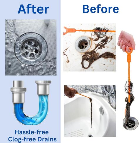 ampm 3 Pack 25 Inch Drain Clog Remover Drain Hair Cleaner Tool Sink Snake Cleaner For Sewer Toilet Kitchen Sink Bathroom Tub Clogged Drains Relief Cleaning Tool Orange in Saudi Arabia