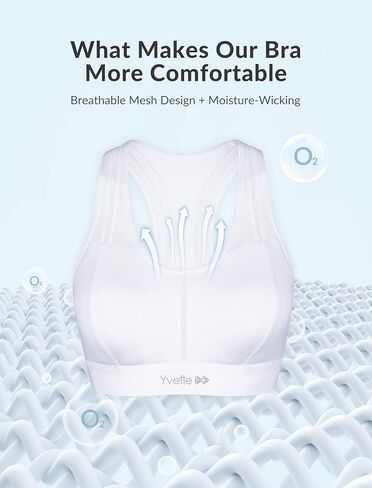 Yvette حمالات صدر رياضية شبكية للنساء عالية التأثير وممتصة للرطوبة حمالة صدر رياضية بظهر متقاطع كأس مصبوب للجري مقاس كبير أبيض in Kuwait