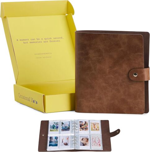 320 Pockets Sophisticated Textured PU Leather Photo Album For Fujifilm Instax Mini, Polaroid Snap PIC-300, Kodak Mini 3-Inch Film (Coffee Brown, For Instax Mini) in Saudi Arabia