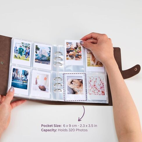 320 Pockets Sophisticated Textured PU Leather Photo Album For Fujifilm Instax Mini, Polaroid Snap PIC-300, Kodak Mini 3-Inch Film (Coffee Brown, For Instax Mini) in Saudi Arabia