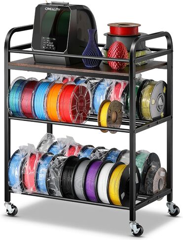 3D Printer Filament Storage Rack- Rolling Filament Spool Holders Racks with Wheels, Heavy Duty Metal Shelf for PLA/ABS/TPU/Nylon, Filaments Organzied for 3D Printing Studio, Office Workshop (Black) in Saudi Arabia