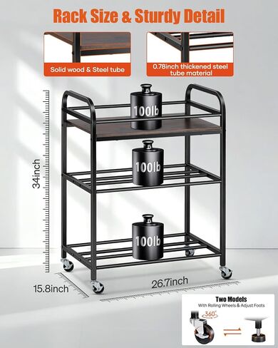 3D Printer Filament Storage Rack- Rolling Filament Spool Holders Racks with Wheels, Heavy Duty Metal Shelf for PLA/ABS/TPU/Nylon, Filaments Organzied for 3D Printing Studio, Office Workshop (Black) in Saudi Arabia