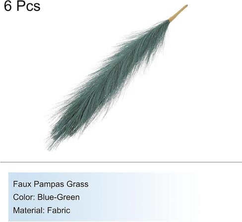 MECCANIXITY 6 Pack 42pcs Faux Pampas Grass,Tall 17.7"/45cm Fake Fluffy Pampas Grass Decor for Living Room Party Wall Vase Wedding Decoration,Dark Green in Saudi Arabia