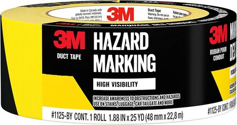 3M 1125-BY Hazard Marking Duct Tape, Black & Yellow, 1.88 inches by 25 Yards, 1 roll in Saudi Arabia
