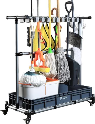 Mop and Broom Holder with Wheels - Keep Your Cleaning Tools Organized! (L) in Kuwait