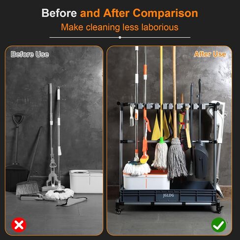 Mop and Broom Holder with Wheels - Keep Your Cleaning Tools Organized! (L) in Kuwait