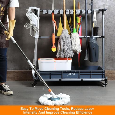 Mop and Broom Holder with Wheels - Keep Your Cleaning Tools Organized! (L) in Kuwait
