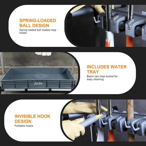 Mop and Broom Holder with Wheels - Keep Your Cleaning Tools Organized! (L) in Kuwait