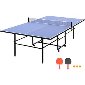 NicBex Mid-Size Ping Pong Table Foldable Set,Portable Table Tennis Table Set with Game Net,2 Table Tennis Paddles and 3 Balls for Indoor and Outdoor Games,Easy Assembly,Easy Storage,Blue
