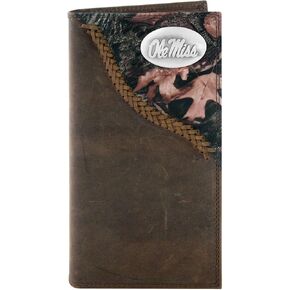 ZEP-PRO NCAA Mississippi Old Miss Rebels Leather Roper Concho Wallet (Green),Camouflage,UMS-IWT4-FNC