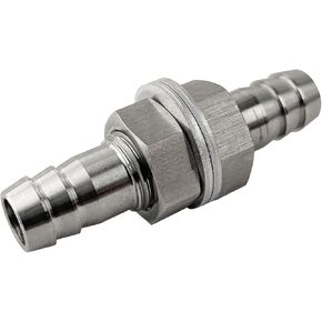 1/4" Hose Barb Thru-Bulk Bulkhead Straight Hex Union 304 Stainless Steel Barbed Fitting for Air Water Fuel