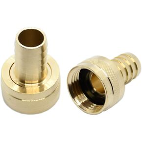 2Pcs 5/8" Barb x 3/4" Female GHT Thread Brass Garden Hose Pipe Fitting