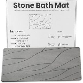 Stone Bath Mat, Diatomaceous Earth Mat, Non-Slip Super Absorbent Quick Drying Bathroom Floor Mat for a Luxurious, and Stylish Addition to Your Home | Easy to Clean (23.6"*15.4")