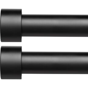 GEEBOBO 2 Pack Black Curtain Rod, Heavy Duty Curtain Rods for Windows 66 to 120 Inch, 1 Inch Black Long Adjustable Curtain Rod for Outdoor, Bedroom, Living Room, Farmhouse (Black,30"-120",2Pack)