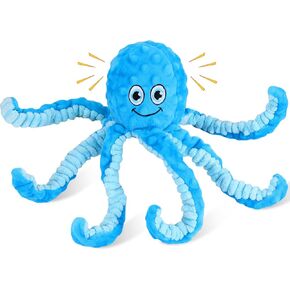 Letsmeet Squeaky Dog Toys Octopus Stuffed Crinkle Toy, Puppy Chew Toys for Teething, Durable Tug of War Interactive Plush Dog Toys for Puppies Small, Medium, and Large Dogs