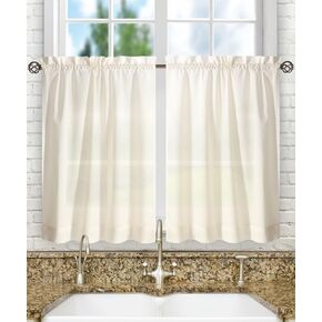 Ellis Curtain Stacey Sheer 56-by-30 Inch Tailored Tier Pair Curtains, Ice Cream, 56x30