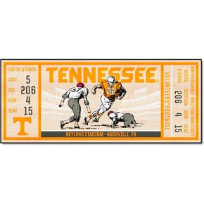 FANMATS 23156 NCAA - Tennessee Volunteers Ticket Design Runner Rug - 30in. x 72in. | Sports Fan Area Rug, Home Decor Rug and Tailgating Mat