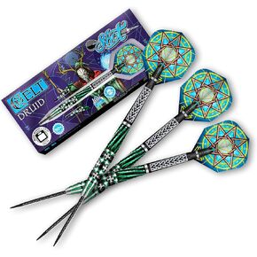 Shot Darts Steel Tip, Celt Druid (23g/24g/25g), 90% Tungsten Barrel, Center Weighted, Handcrafted Professional Dart Set & Flights Made in New Zealand, Metal Tip for Bristile Dartboard