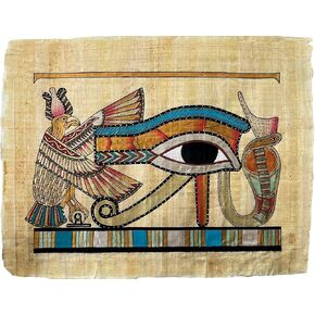 Eye Of Horus – Papyrus Painting – Authentic Papyrus Art of Ancient Egypt – Egypt Decor – Egyptian Papyrus – Handpainted in Egypt – Unframed – Frameable - 17x13 inches