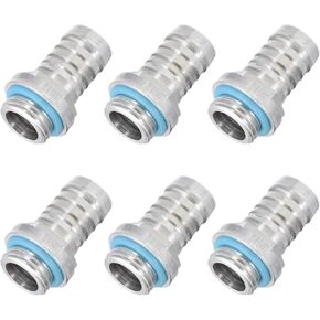 MECCANIXITY Hose Barb Fittings G1/4 x 12mm Thread Male Aluminum Pipe Fitting Adapter for Water Cooling System Pack of 6