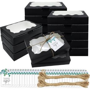 صندوق معجنات مكون من 36 قطعة مع نافذة شفافة مقاس 7 بوصة × 4.3 بوصة × 1.5 بوصة صندوق خبز ورقي كرافت للحلوى والحلوى والدونات والفطائر والكب كيك والمافن والماكارون in Kuwait