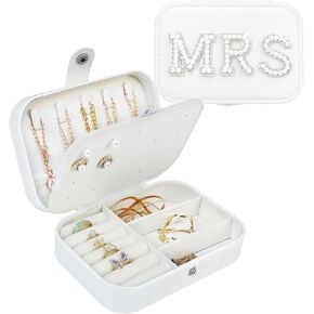 Fmeida MRS Travel Jewelry Case Small Jewelry Box Jewelry Organizer Travel Accessories for Bride, Bachelorette Party Bridal Shower Engagement Wedding Gift