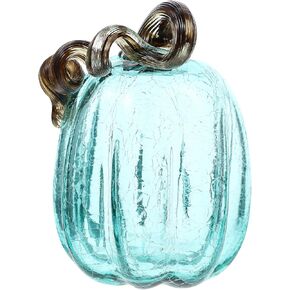 Glass Pumpkin Crystal Pumpkin Figurine Collectible for Harves Fall Thanksgiving Halloween Home Decor Ornament Yellow