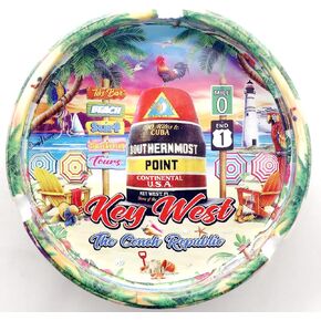 Key West Florida Scene Full Wrap Porcelain Ashtray 5"